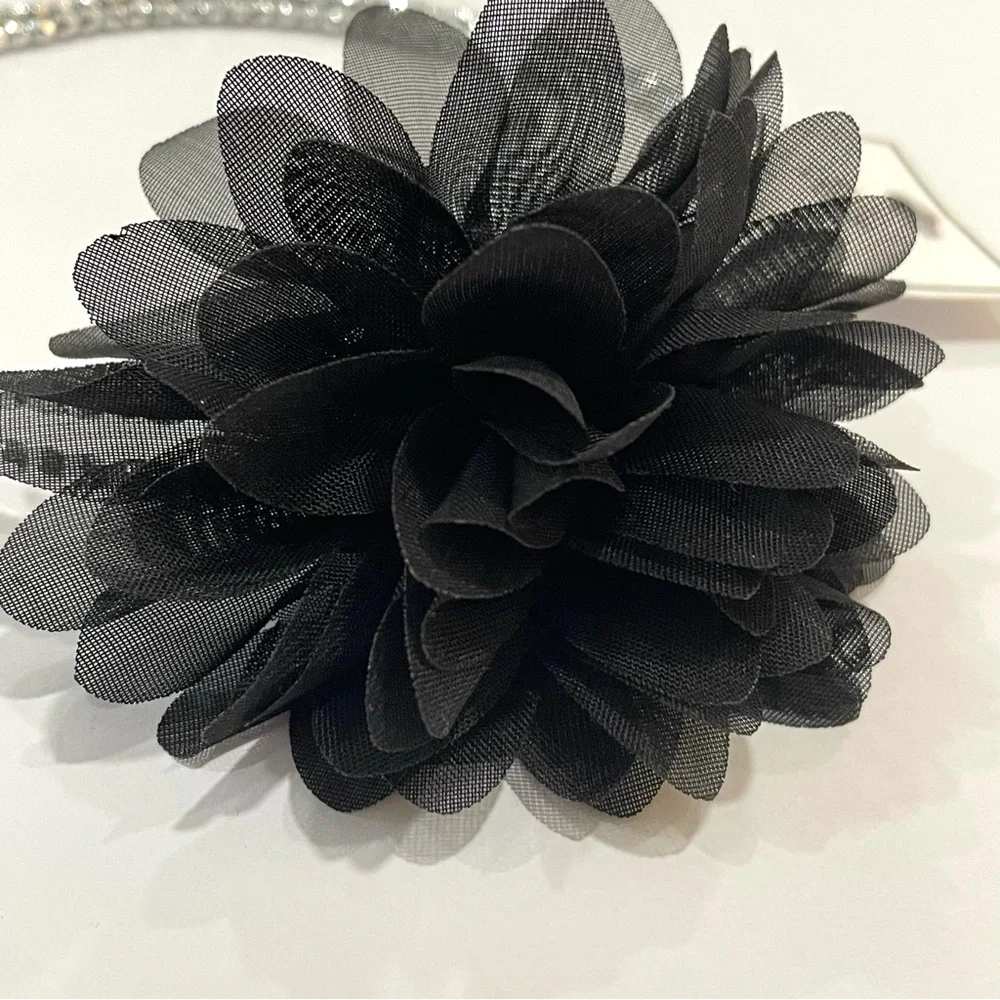 Justice Black & Silver Flower Headband Party Tween Child Teen Wedding Communion
